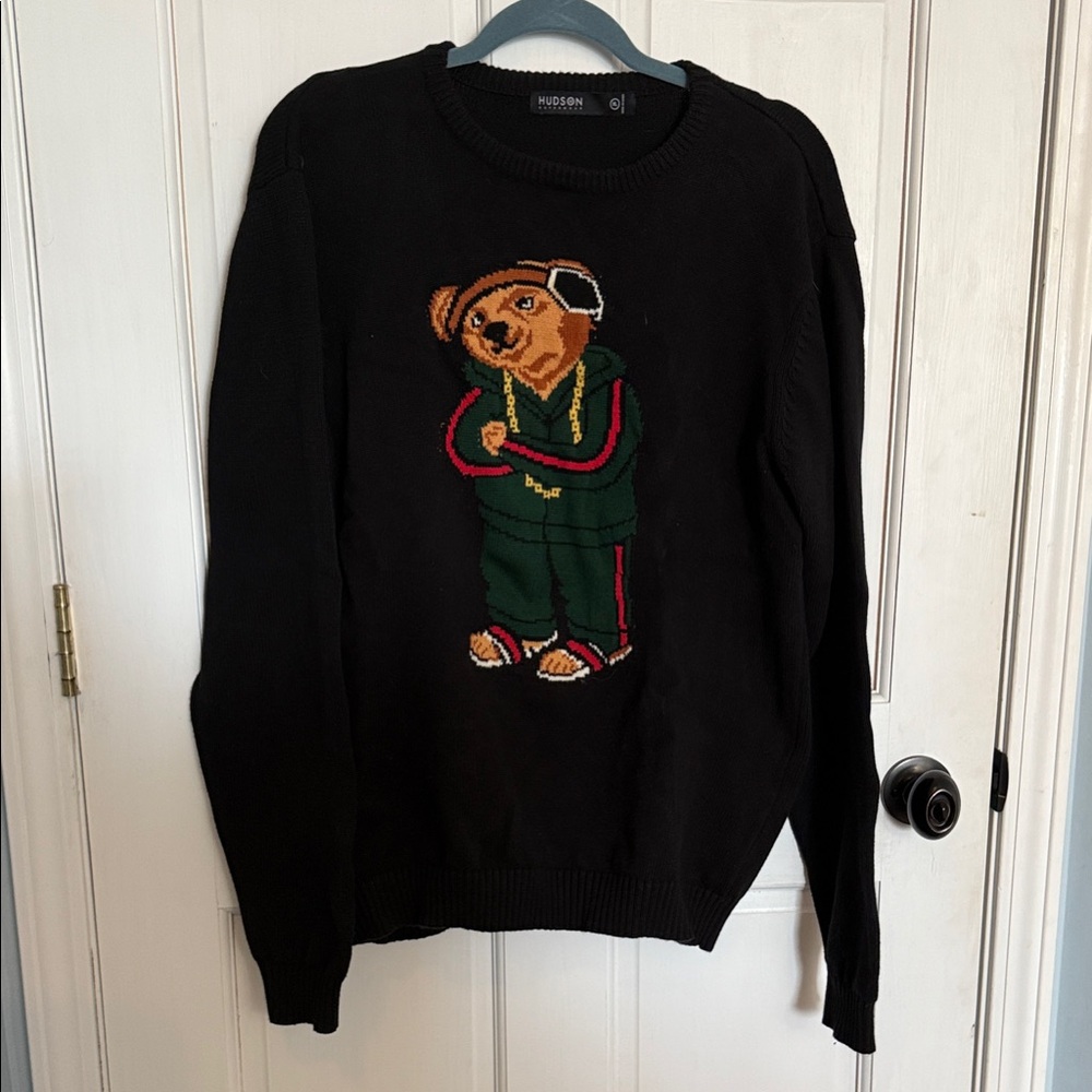 Hudson Black Bear Embroidered Sweater XL